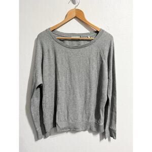 Vince Top Waffle Thermal Long Sleeve Pima Medium Grey Relaxed Raglan Distressed